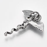 Alloy Big Pendants, with Rhinestone, Wing with Dragon, Light Siam, Antique Silver, 55x45.5x13mm, Hole: 8.5x6.5mm, 12pc/Set