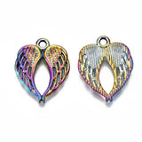 Rainbow Color Alloy Pendants, Cadmium Free & Lead Free, Wing, 21.5x17x2mm, Hole: 1.8mm, 20pc/Set