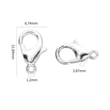 Zinc Alloy Lobster Claw Clasps, Silver, 12x6mm, Hole: 1.2mm, 100pcs/Box