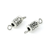 Tibetan Style Alloy Connector Charms, Column Links with 304 Stainless Steel Double Loops, Antique Silver & Stainless Steel Color, 14.5x4.5mm, Hole: 2mm, 10pc/Set