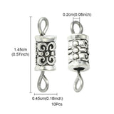 Tibetan Style Alloy Connector Charms, Column Links with 304 Stainless Steel Double Loops, Antique Silver & Stainless Steel Color, 14.5x4.5mm, Hole: 2mm, 10pc/Set