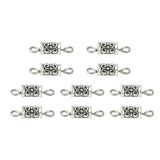 Tibetan Style Alloy Connector Charms, Column Links with 304 Stainless Steel Double Loops, Antique Silver & Stainless Steel Color, 14.5x4.5mm, Hole: 2mm, 10pc/Set