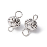 Tibetan Style Alloy Connector Charms, Round Links with Iron Double Loops, Antique Silver, 14x8mm, Hole: 2mm, 5pc/Set