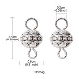 Tibetan Style Alloy Connector Charms, Round Links with Iron Double Loops, Antique Silver, 14x8mm, Hole: 2mm, 5pc/Set