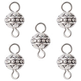 Tibetan Style Alloy Connector Charms, Round Links with Iron Double Loops, Antique Silver, 14x8mm, Hole: 2mm, 5pc/Set