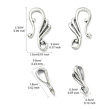 Tibetan Style Alloy Hook and Eye Clasps, Irregular, Cadmium Free & Lead Free, Antique Silver, Hook: 25x13mm, Hole: 2mm, Eye Clasps: 16x5x6mm, Hole: 2mm, 10pc/Set