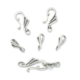 Tibetan Style Alloy Hook and Eye Clasps, Irregular, Cadmium Free & Lead Free, Antique Silver, Hook: 25x13mm, Hole: 2mm, Eye Clasps: 16x5x6mm, Hole: 2mm, 10pc/Set