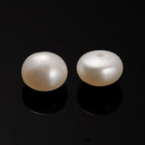 Natural Cultured Freshwater Pearl Beads, Half Drilled, Rondelle Bisque, 6.5~7x4mm, Hole: 0.7mm, 2Pair/Set