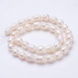 Natural Cultured Freshwater Pearl Beads Strands, Rice, Seashell Color, 9~11x8~9mm, Hole: 0.5mm, about 35~36pcs/strand, 14 inch