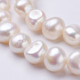 Natural Cultured Freshwater Pearl Beads Strands, Nuggets, Seashell Color, 10x9~10x7~9mm, Hole: 0.5mm, about 36pcs/strand, 13.5 inch