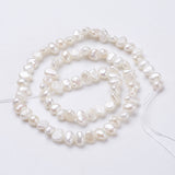 Natural Cultured Freshwater Pearl Beads Strands, Baroque Keshi Pearl Beads, Two Sides Polished, Floral White, 5~7x4~5x3~4mm, Hole: 0.3mm, about 76~80pcs/strand, 14 inch