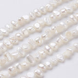 Natural Cultured Freshwater Pearl Beads Strands, Baroque Keshi Pearl Beads, Two Sides Polished, Floral White, 5~7x4~5x3~4mm, Hole: 0.3mm, about 76~80pcs/strand, 14 inch