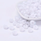 Opaque Acrylic European Beads, Barrel, White, 9x6mm, Hole: 4mm, about 1900pcs/500g