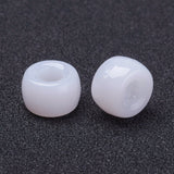 Opaque Acrylic European Beads, Barrel, White, 9x6mm, Hole: 4mm, about 1900pcs/500g