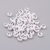 Acrylic Beads, with Horizontal Hole, Letter, Flat Round, Letter.C, 7x4mm, Hole: 1mm, about 3500pcs/500g