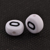 Acrylic Beads, with Horizontal Hole, Letter, Flat Round, Letter.O, 7x4mm, Hole: 1mm, about 3500pcs/500g