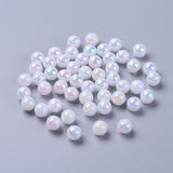 Eco-Friendly Poly Styrene Acrylic Beads, AB Color Plated, Round, White, 8mm, Hole: 1mm, about 2000pcs/500g