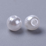 Imitation Pearl Acrylic Beads, Dyed, Round, White, 6x5.5mm, Hole: 1.5~2mm, about 4500pcs/pound