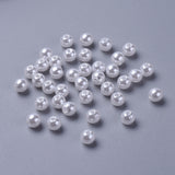 Imitation Pearl Acrylic Beads, Dyed, Round, White, 6x5.5mm, Hole: 1.5~2mm, about 4500pcs/pound