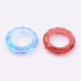 Transparent Acrylic Beads, Faceted, Donut, Mixed Color, about 19.5mm in diameter, 4.5mm thick, hole: 12mm, about 740pcs/500g