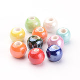 Handmade Porcelain Beads, Pearlized, Round, Mixed Color, 8mm, Hole: 2mm, 100pc/Set