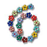 Handmade Porcelain Flower Beads Strands, Colorful, 16.5~17x17~17.5x7.5~7.8mm, Hole: 1.6~1.8mm, about 20pcs/strand, 12.56~12.68 inch(31.9~32.2cm)