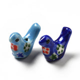 Handmade Printed Porcelain Beads, Pigeon, Mixed Color, 12.5~13x17~19x7~8.5mm, Hole: 1.5mm, 10pc/Set