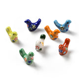 Handmade Printed Porcelain Beads, Pigeon, Mixed Color, 12.5~13x17~19x7~8.5mm, Hole: 1.5mm, 10pc/Set