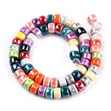 Handmade Porcelain Bead Strands, Bright Glazed Porcelain, Column, Mixed Color, 6.5x4.5mm, Hole: 1.6mm, about 65pcs/strand, 11.22 inch(28.5cm), 5Strand/Set