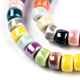 Handmade Porcelain Bead Strands, Bright Glazed Porcelain, Column, Mixed Color, 6.5x4.5mm, Hole: 1.6mm, about 65pcs/strand, 11.22 inch(28.5cm), 5Strand/Set