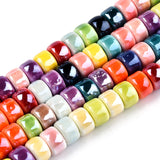 Handmade Porcelain Bead Strands, Bright Glazed Porcelain, Column, Mixed Color, 6.5x4.5mm, Hole: 1.6mm, about 65pcs/strand, 11.22 inch(28.5cm), 5Strand/Set