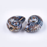 Handmade Porcelain Beads, Fancy Antique Glazed Porcelain, Sea Snail, Colorful, 39~40x30~31x16.5~18mm, Hole: 2.5~3.5mm, 20pc/Set