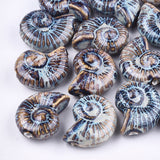 Handmade Porcelain Beads, Fancy Antique Glazed Porcelain, Sea Snail, Colorful, 39~40x30~31x16.5~18mm, Hole: 2.5~3.5mm, 20pc/Set