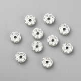 Iron Rhinestone Spacer Beads, Grade B, Waves Edge, Rondelle, Silver Color Plated, Clear, Size: about 8mm in diameter, 3.5mm thick, hole: 1.5mm, 1000pc/Set