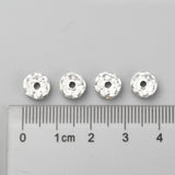 Iron Rhinestone Spacer Beads, Grade B, Waves Edge, Rondelle, Silver Color Plated, Clear, Size: about 8mm in diameter, 3.5mm thick, hole: 1.5mm, 1000pc/Set