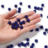 Pave Disco Ball Beads, Polymer Clay Rhinestone Beads, Round, Sapphire, PP13(1.9~2mm), 6 Rows Rhinestone, 10mm, Hole: 1.5mm, 100pc/Set