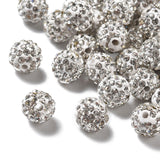 Pave Disco Ball Beads, Polymer Clay Rhinestone Beads, Round, Crystal, PP13(1.9~2mm), 6 Rows Rhinestone, 10mm, Hole: 1.5mm, 100pc/Set