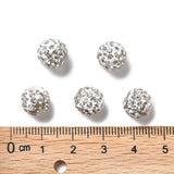 Pave Disco Ball Beads, Polymer Clay Rhinestone Beads, Round, Crystal, PP13(1.9~2mm), 6 Rows Rhinestone, 10mm, Hole: 1.5mm, 100pc/Set