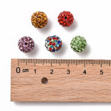 Pave Disco Ball Beads, Polymer Clay Rhinestone Beads, Round, Mixed Color, PP13(1.9~2mm), 6 Rows Rhinestone, 10mm, Hole: 1.5mm, 100pc/Set