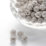 Pave Disco Ball Beads, Polymer Clay Rhinestone Beads, Grade A, Round, Crystal, PP12(1.8~1.9mm), 8mm, Hole: 1mm, 100pc/Set