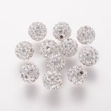 Polymer Clay Rhinestone Beads, Grade A, Round, Pave Disco Ball Beads, Crystal, 8x7.5mm, Hole: 1mm, 50pc/Set