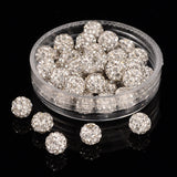 Pave Disco Ball Beads, Polymer Clay Rhinestone Beads, Grade A, Round, Crystal, 6mm, Hole: 0.8mm, 50pc/Set