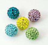 Pave Disco Ball Beads, Polymer Clay Rhinestone Beads, Grade A, Round, Mixed Color, 6mm, Hole: 0.8mm, 50pc/Set