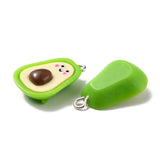 Resin Pendants, with Platinum Iron Peg Bail, Avocado, Lawn Green, 25x17x8mm, Hole: 2mm, 30pc/Set