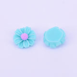 Resin Cabochons, DIY Accessories, Daisy Flower, Deep Sky Blue, 10x4mm, 10pc/Set