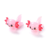 Resin Decoden Cabochons, Marine Animal Series, Axolotl, Pink, 24.7x22.4x15.5mm, 20pc/Set