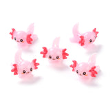 Resin Decoden Cabochons, Marine Animal Series, Axolotl, Pink, 24.7x22.4x15.5mm, 20pc/Set