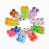 Transparent Resin Pendants, with Glitter Powder and Platinum Tone Iron Loop, Bear, Mixed Color, 21x11x7mm, Hole: 1.8mm, 200pc/Set