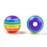 Transparent Stripe Resin Beads, Round, Colorful, 8mm, Hole: 1.8~2mm, 1000pc/Set