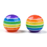 Transparent Stripe Resin Beads, Round, Colorful, 8mm, Hole: 1.8~2mm, 1000pc/Set